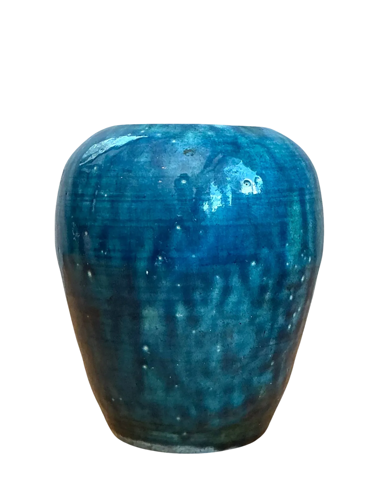 Vintage Blue Glazed Ceramic Vase