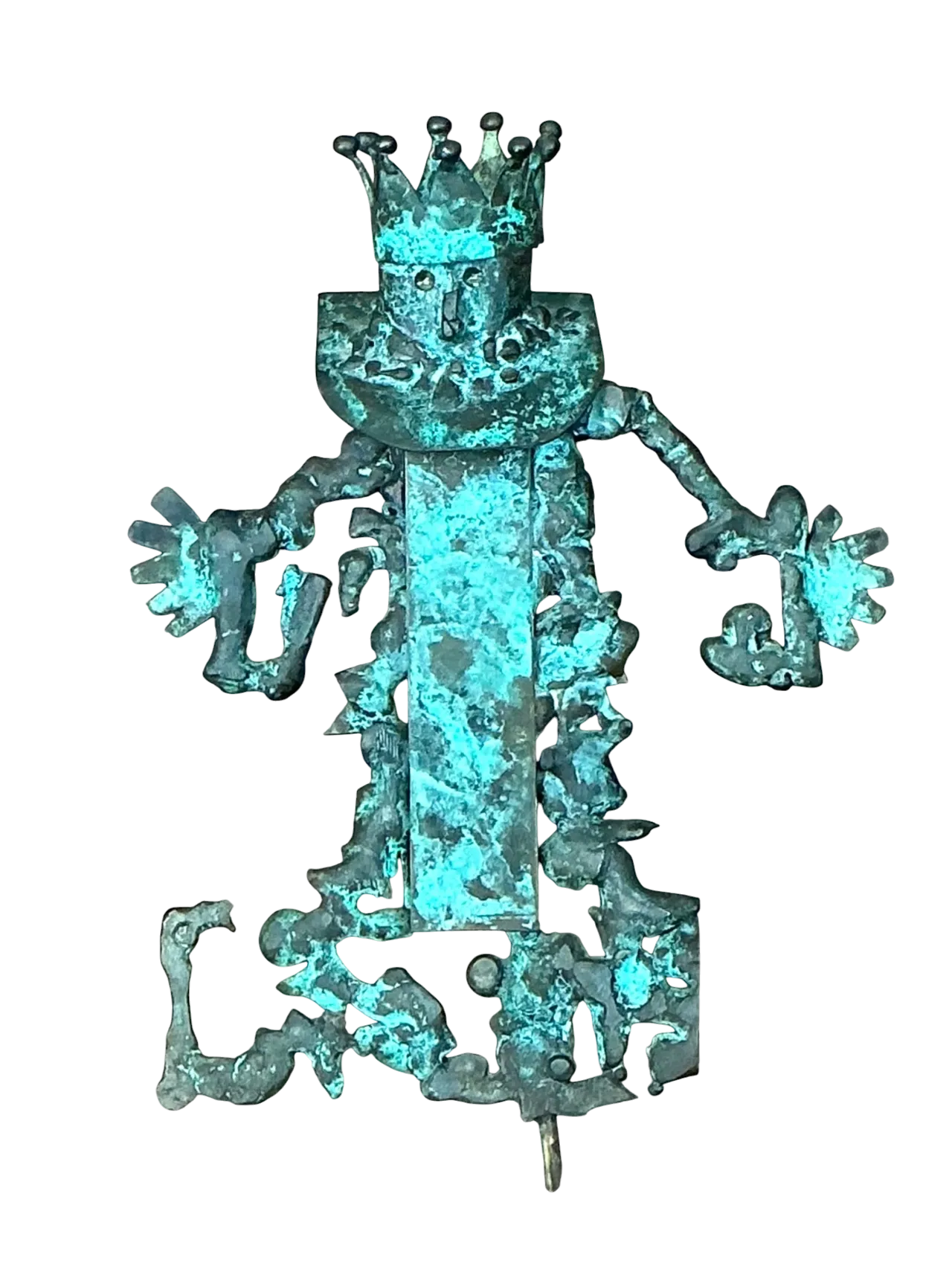 Vintage Patinated Metal King Sculpture