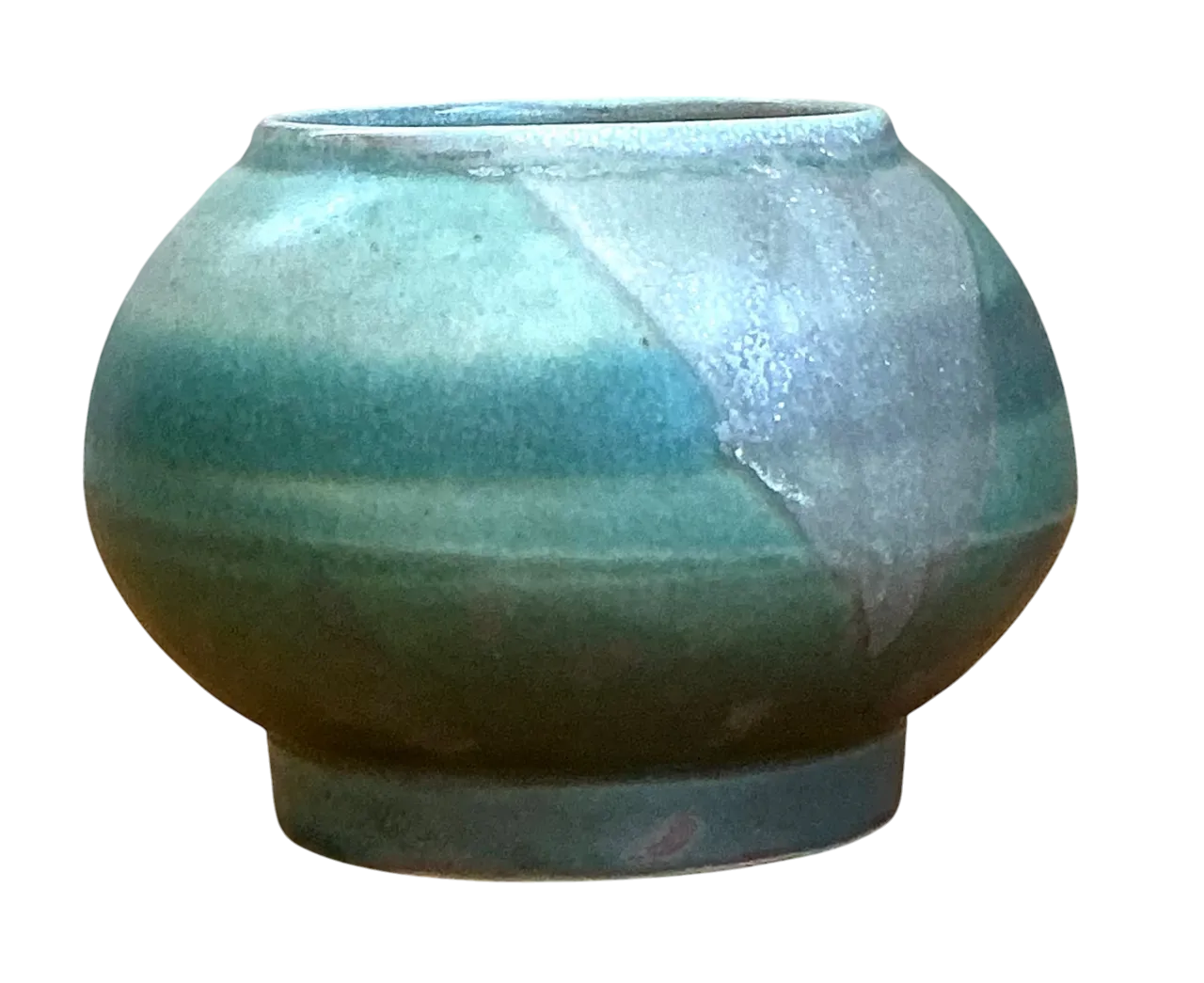 Vintage Turquoise Glazed Ceramic Vase - Ceramic, 4.5W x 3.5H