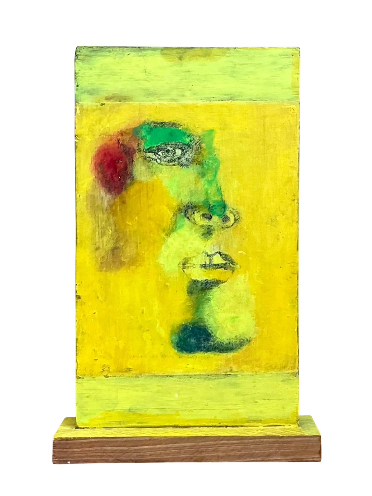 Vintage Abstract Double Sided Painted Portrait Wood Panel
