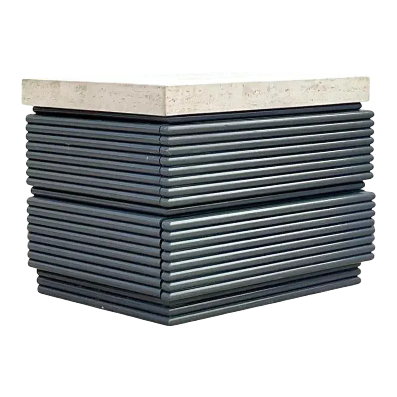 Stone Top Gray Lacquered Single Nightstand