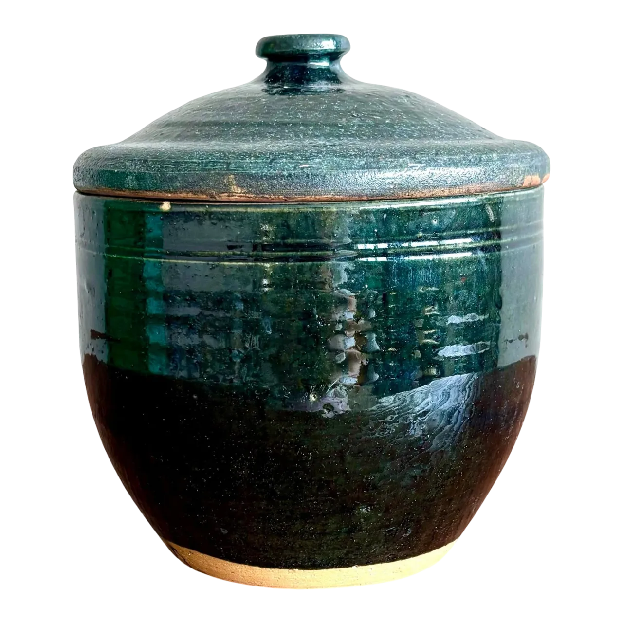 Vintag Boho Forrest Green and Terracotta Lidded Vessel
