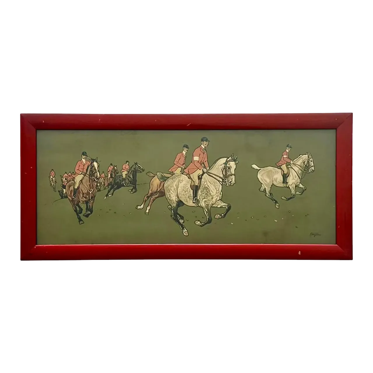 Vintage 1895 German Chomo Lithograph Polo Scene