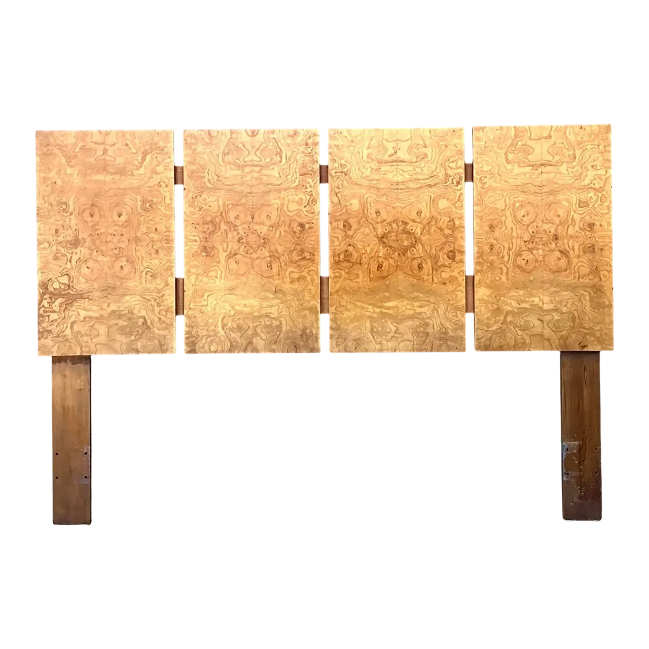Vintage 70s Burl Wood Panel Full Headboard