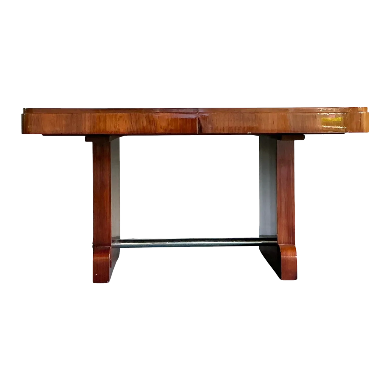 Vintage Art Deco Flame Mahogany Extendable Dining Table