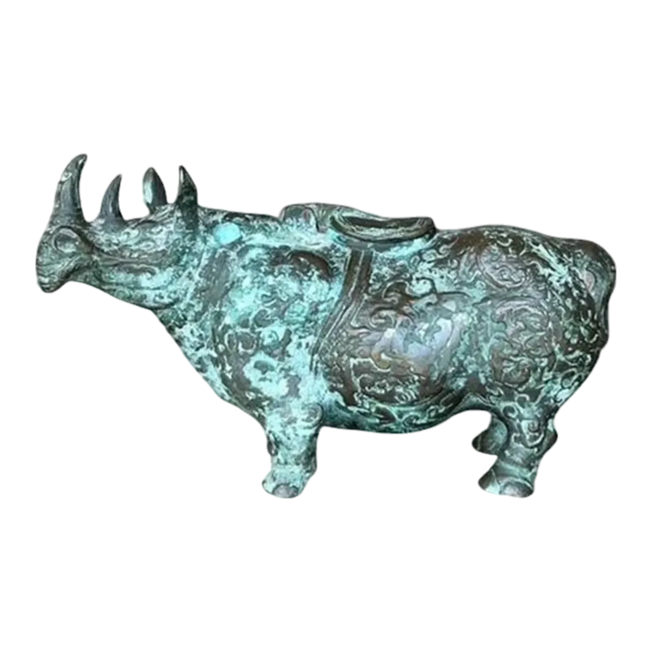 Vintage Asian Bronze Temple Rhino