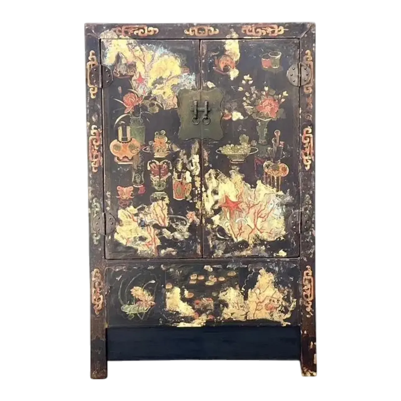 Vintage Asian Hand Painted Wedding Cabinet