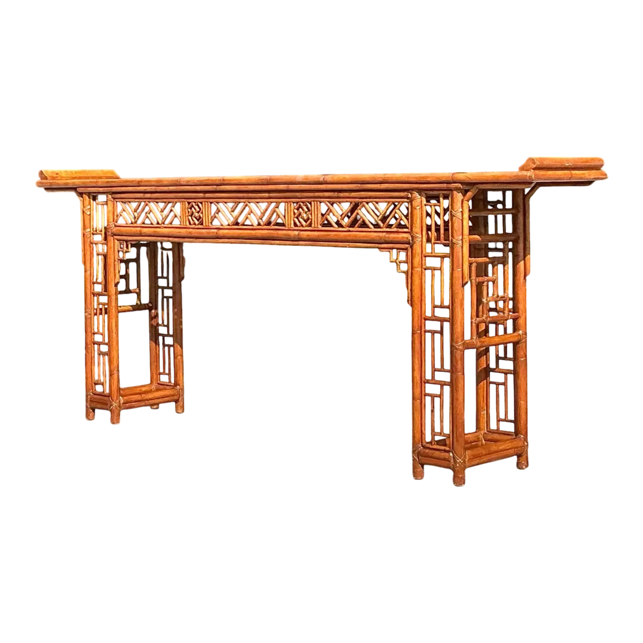 Vintage Asian Pagoda Fretwork Console Table