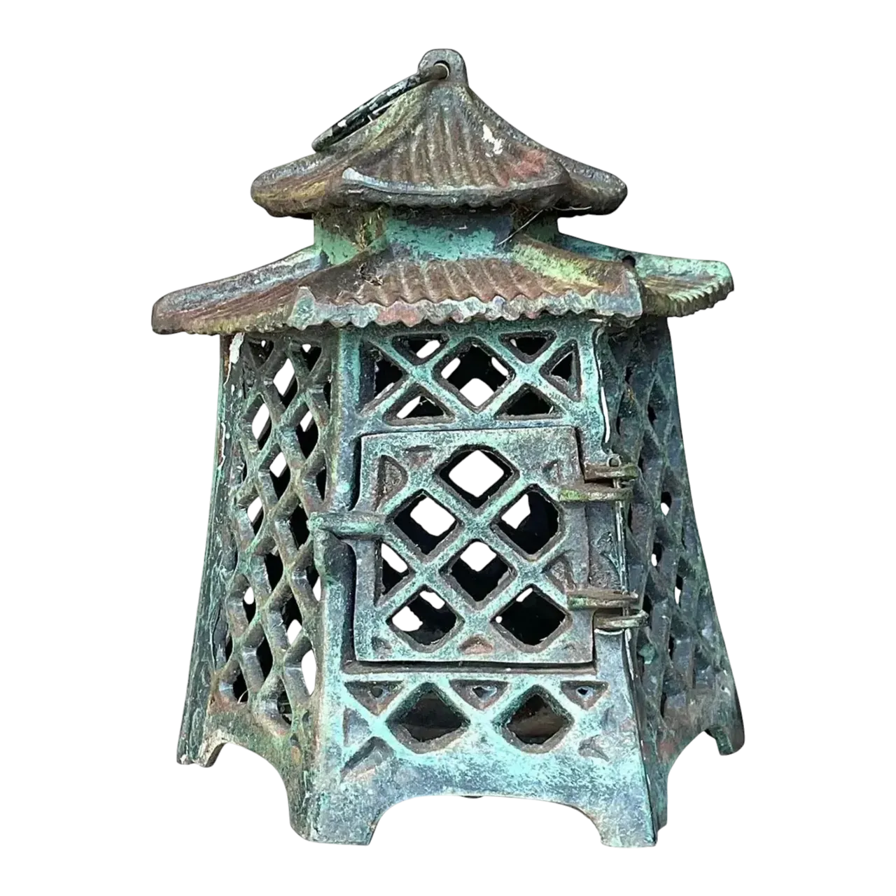 Vintage Asian Wrought Iron Pagoda Lantern