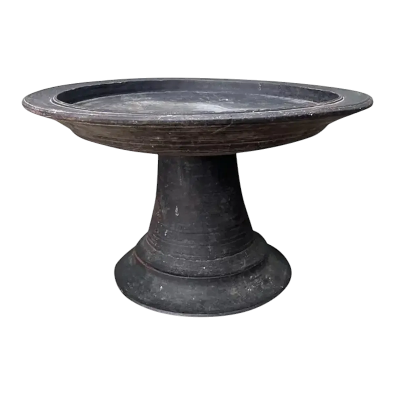 Vintage Balinese Turned Wood Pedestal Bowl
