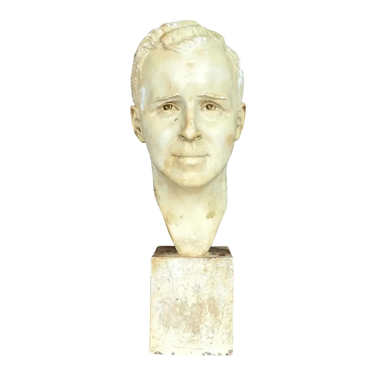Vintage Boho 1949 Signed Plaster Bust of Man