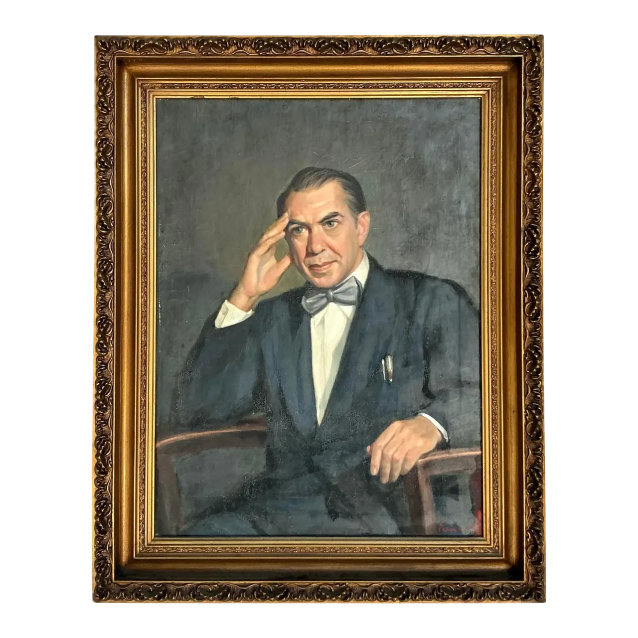 Vintage Boho 1950s Original Oil Portrait of Man