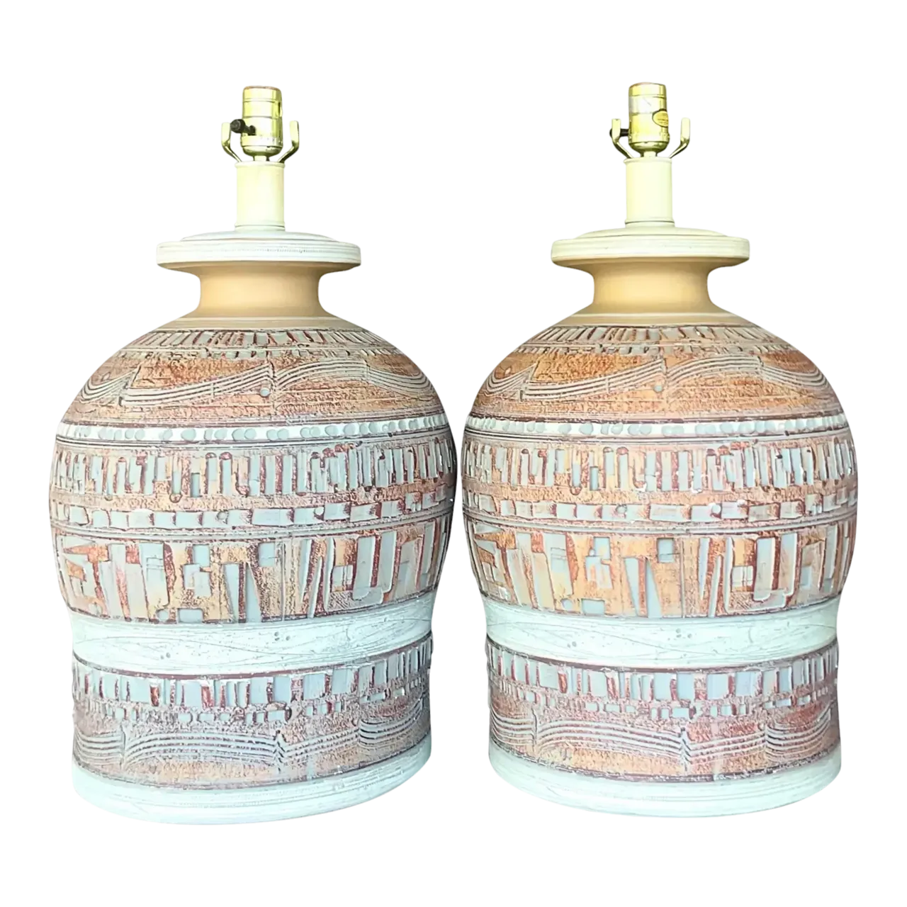 Vintage Boho 1970s Casual Lamps - a Pair