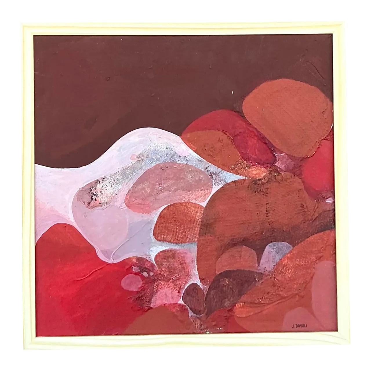 Vintage Boho 1970s Original Abstract Oil Painting on Canvas