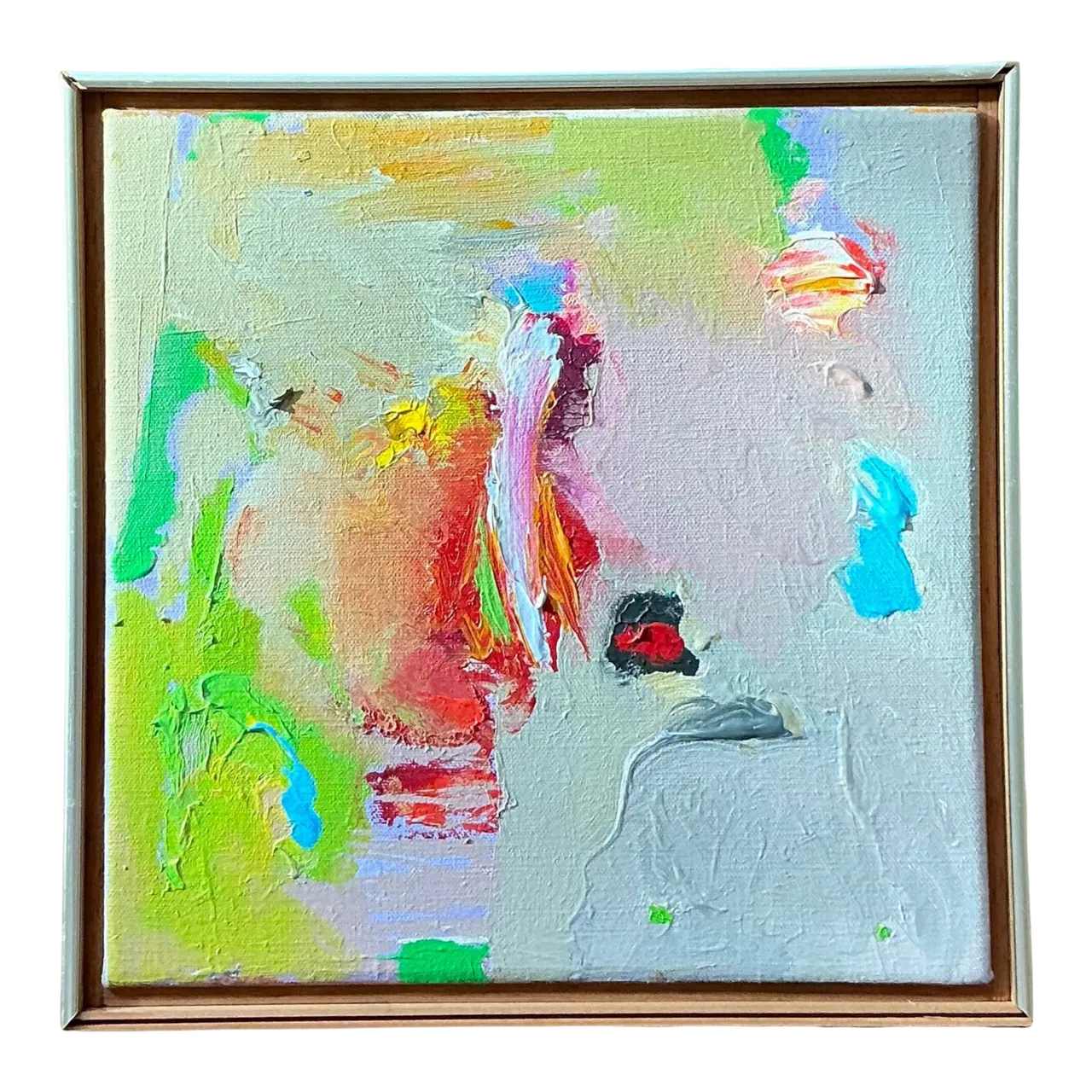 Vintage Boho 1980s Abstract Oil Painting on Canvas