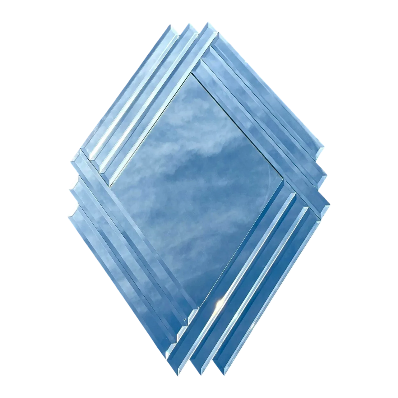 Vintage Boho 1980s Beveled Triangle Mirror