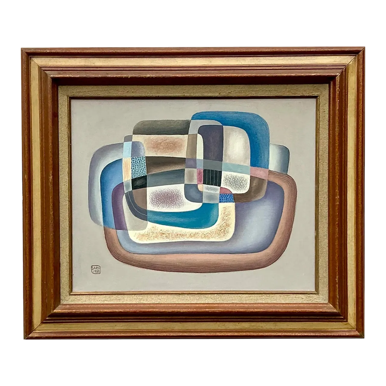 Vintage Boho 1988 Abstract Painting on Canvas