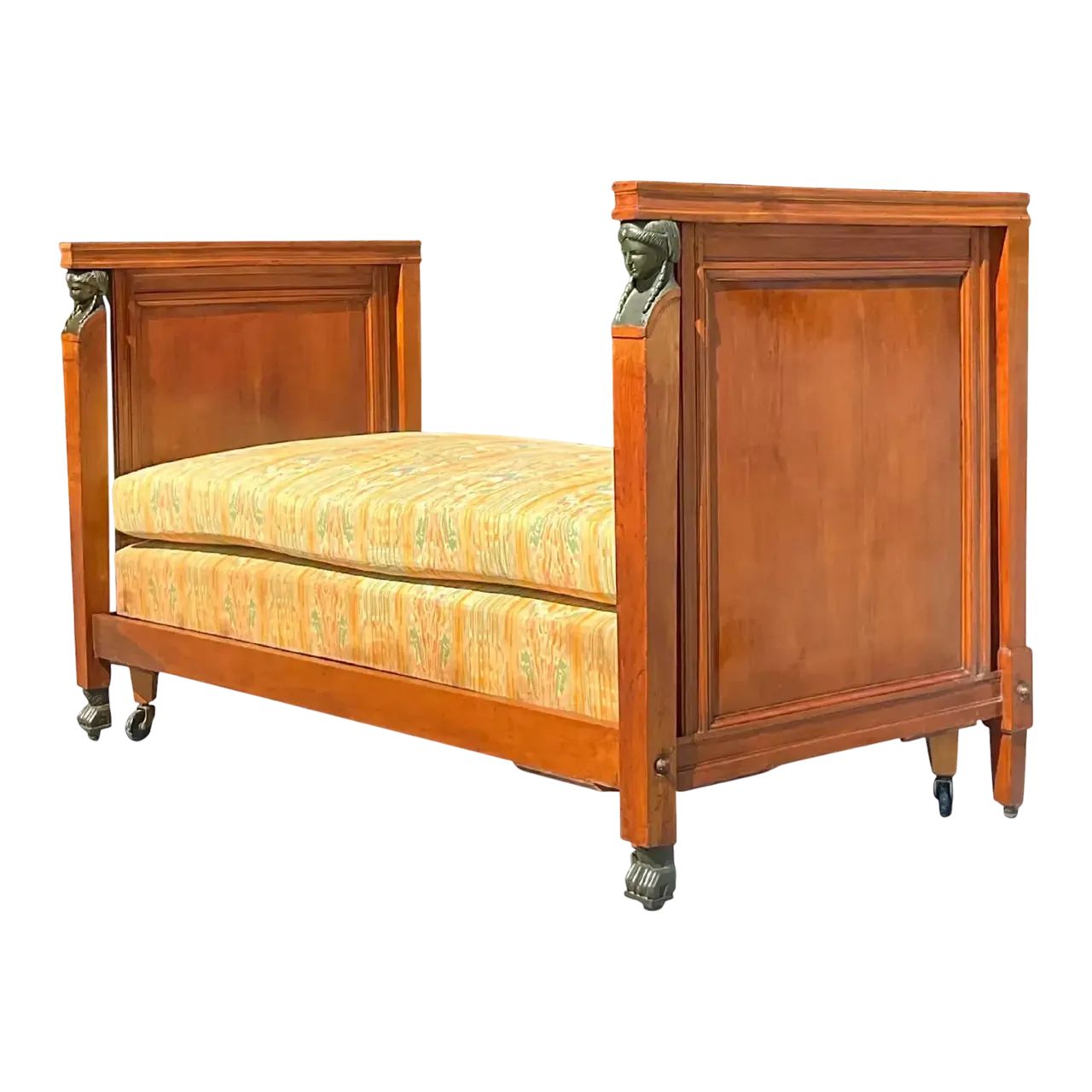 Vintage Boho 19th Century Austrian Walnut Biedermeier Trundle Bed