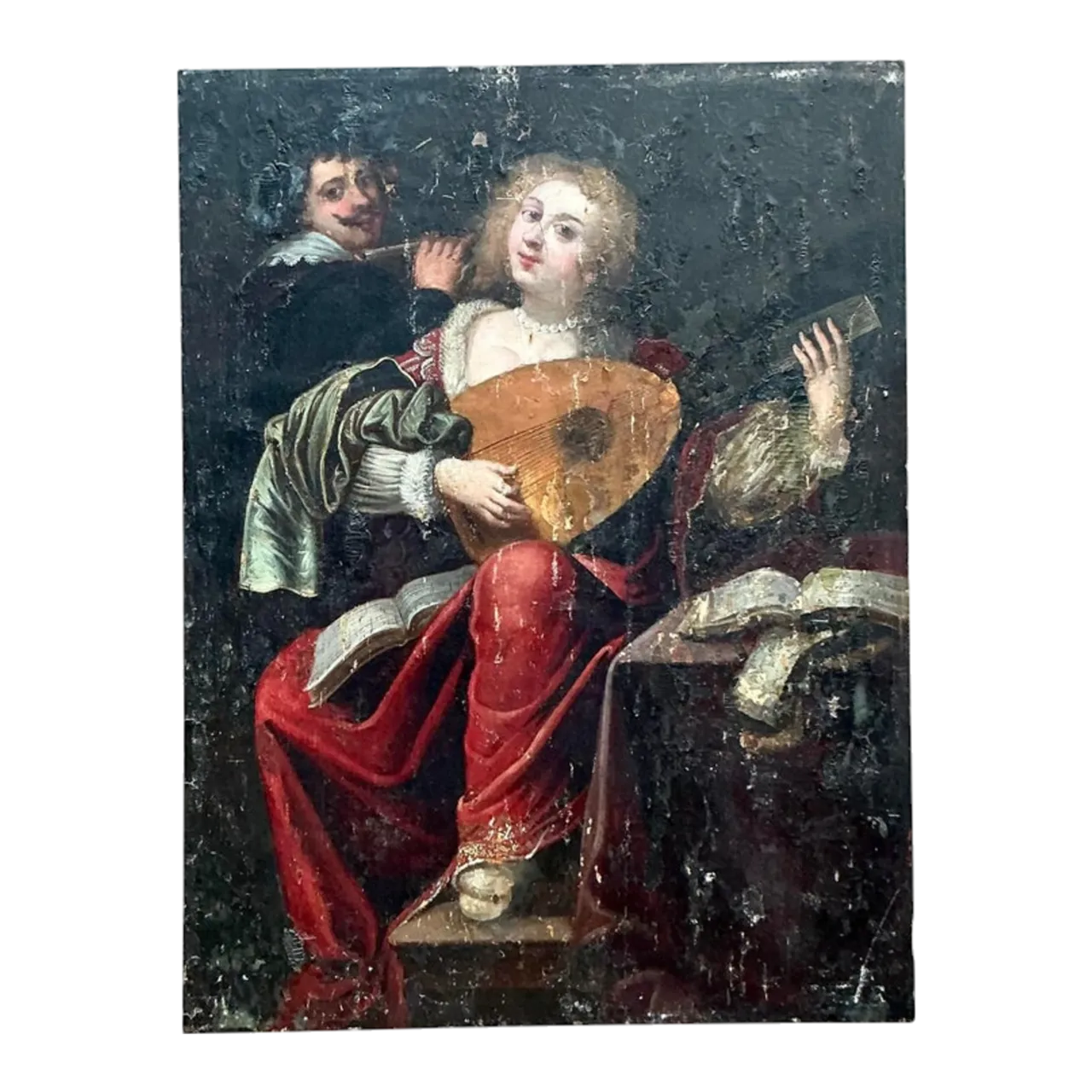 Vintage Boho 19th Century Figural Painting Oil on Board