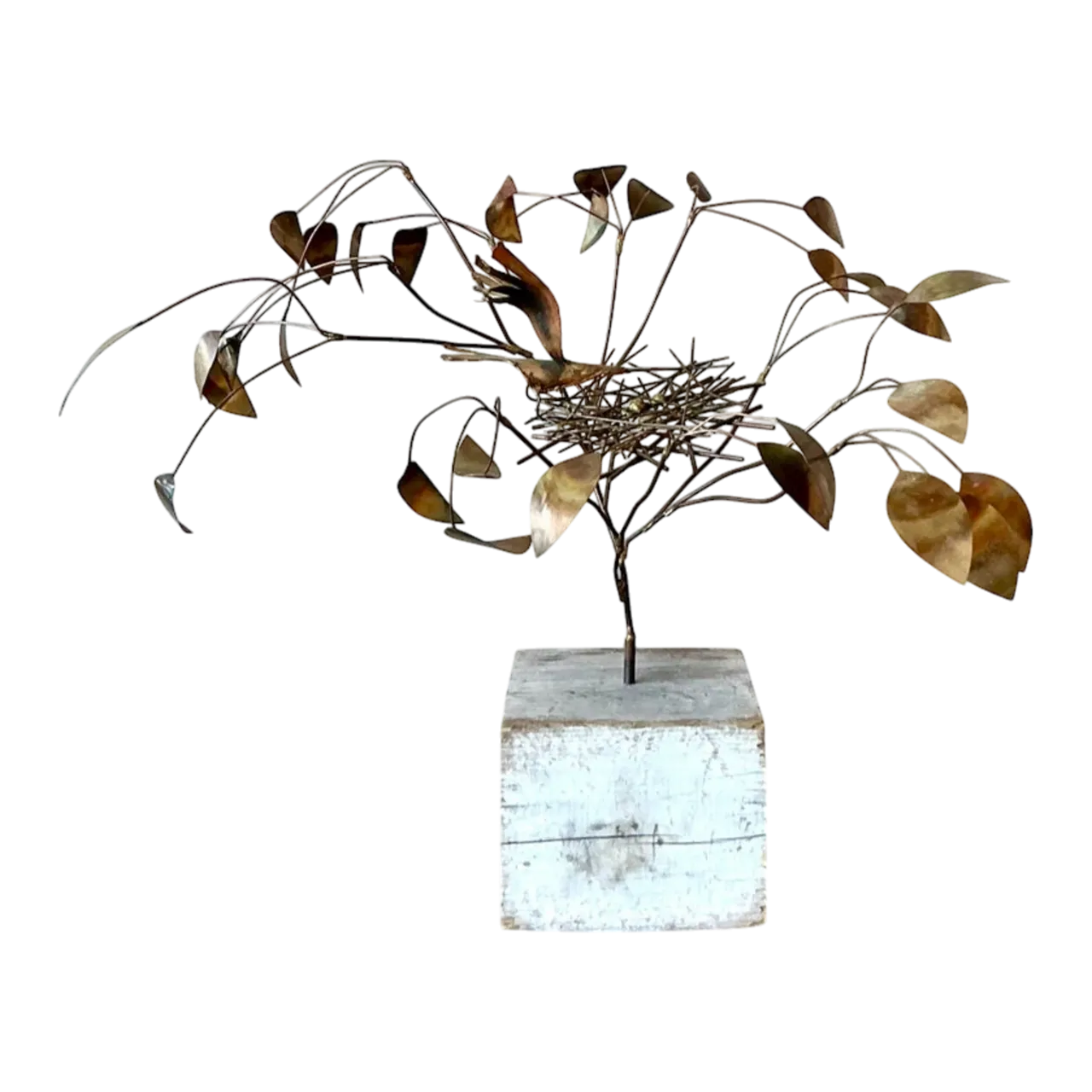 Vintage Boho Abstract Brass Tree Sculpture After Jere