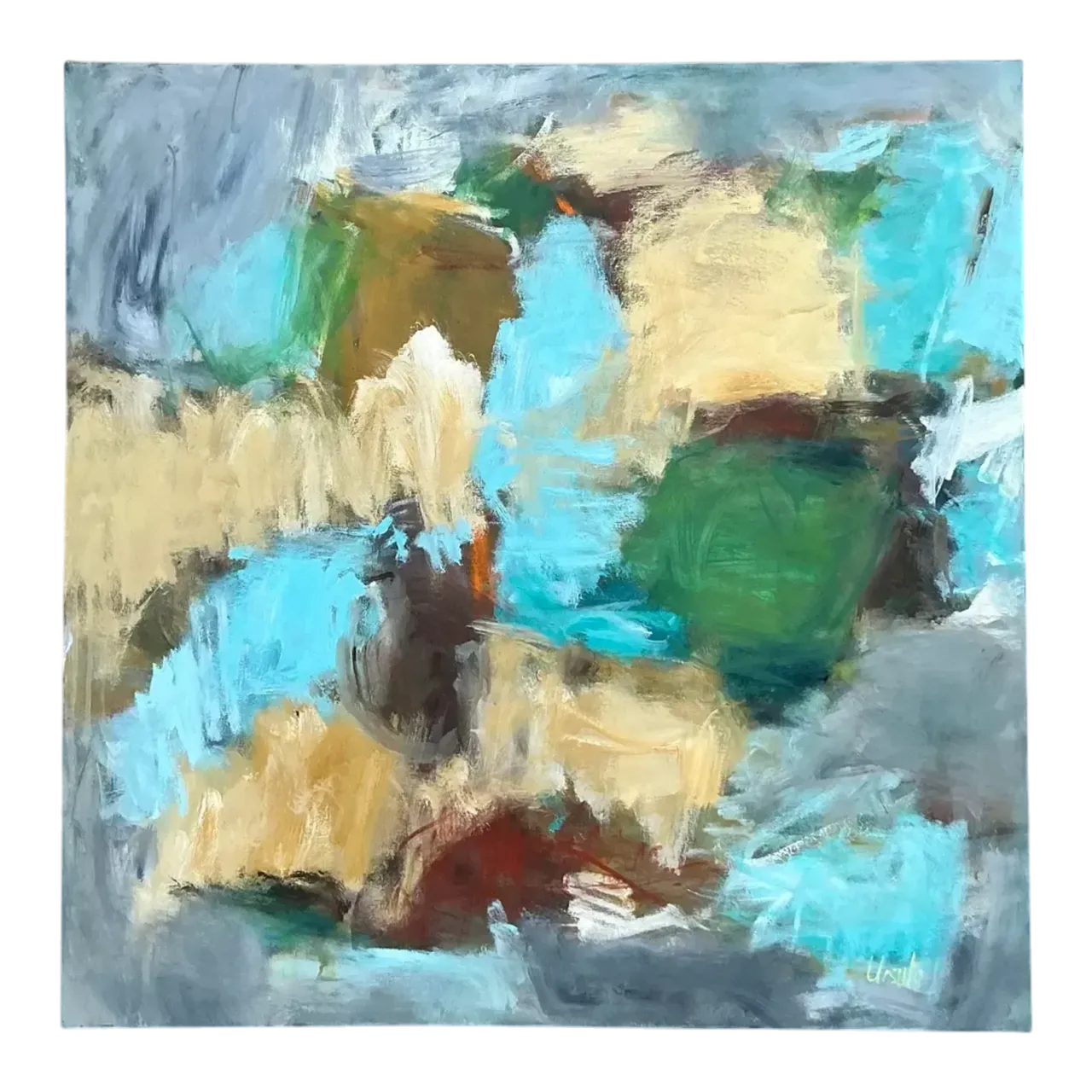 Vintage Boho Abstract Original Oil Painting on Canvas
