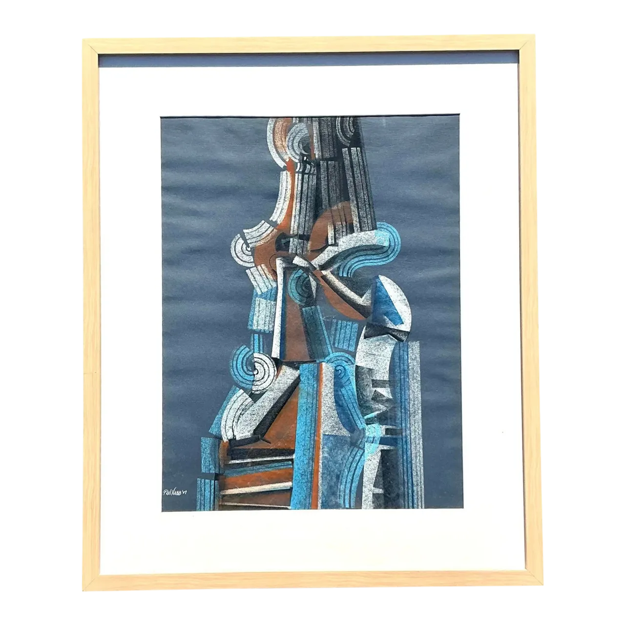 Vintage Boho Abstract Pastel on Paper
