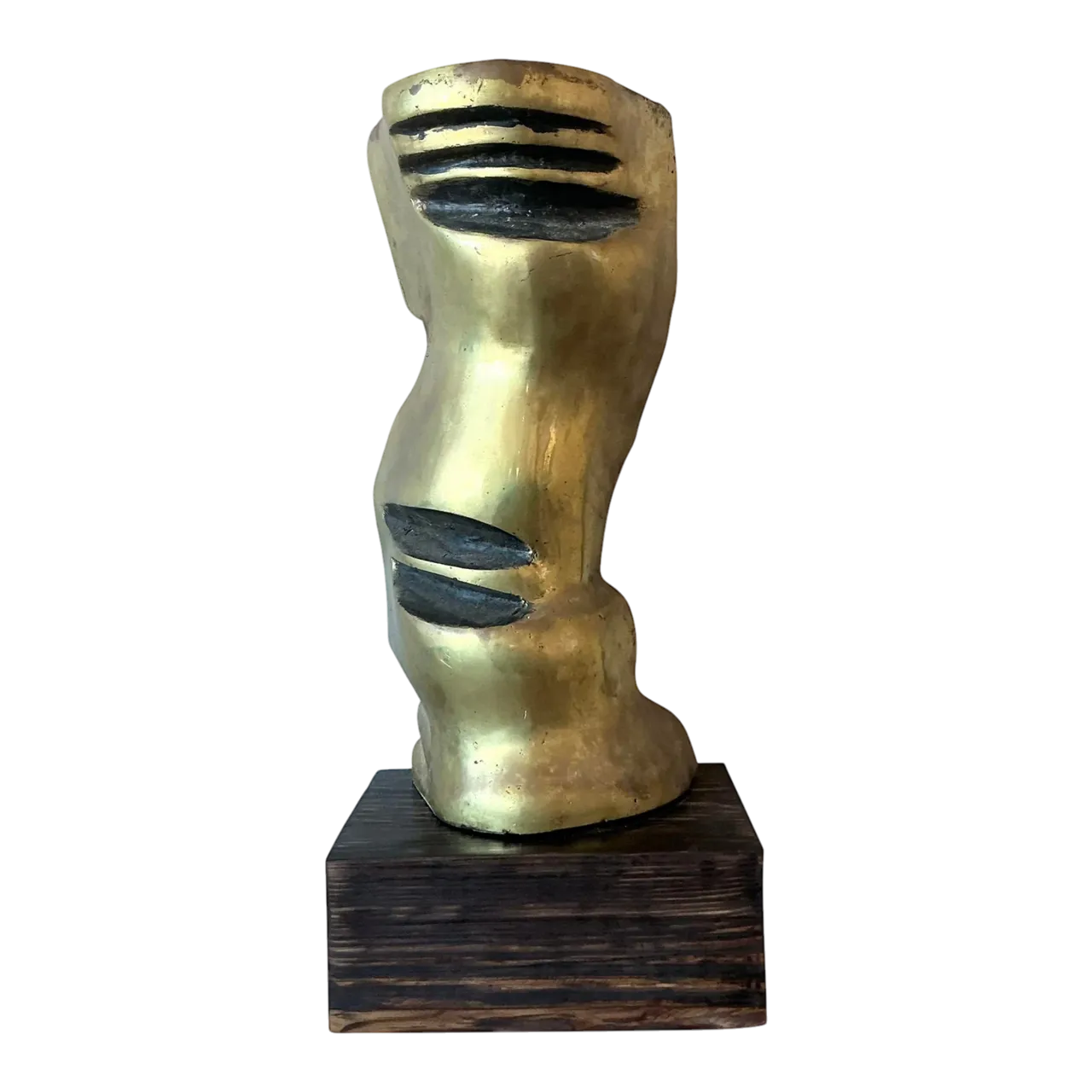 Vintage Boho Abstract Polished Bronze Sculpture