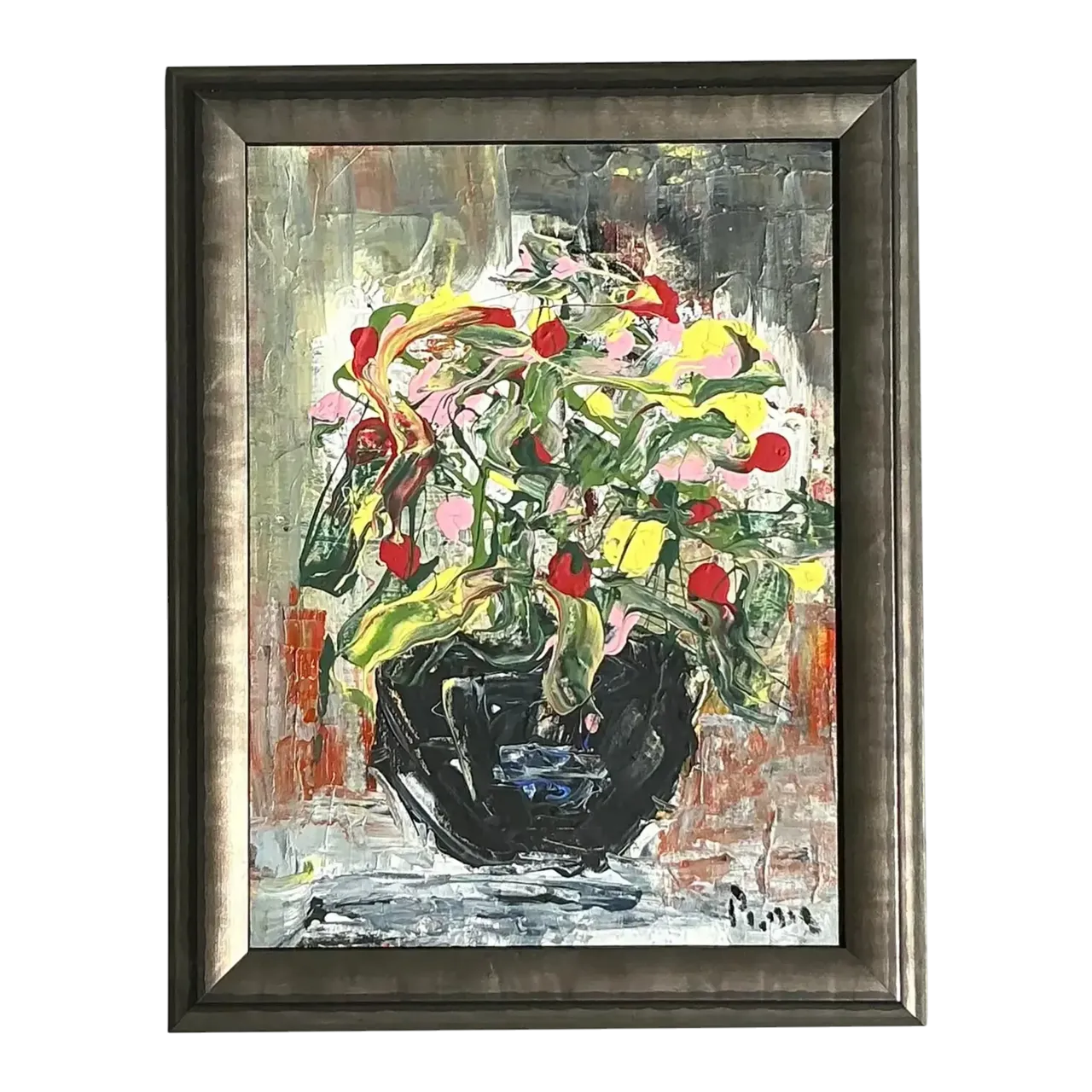 Vintage Boho Andrew Plum Abstract Floral Original Painting