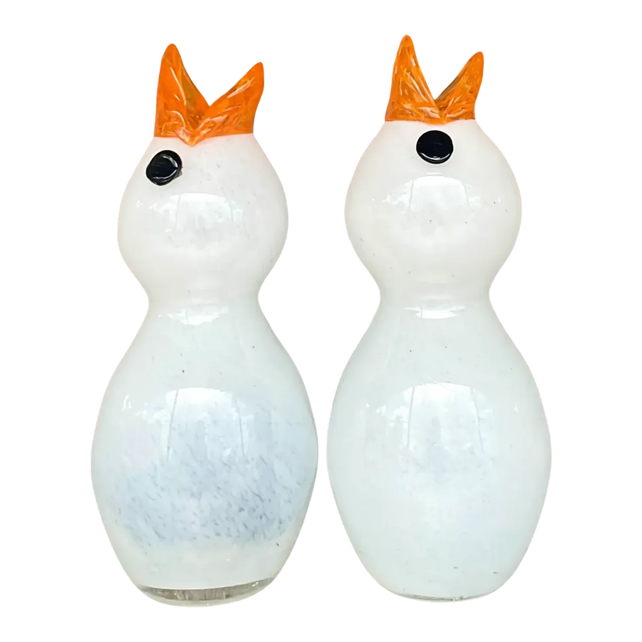 Vintage Boho Art Glass Bird Vases - a Pair