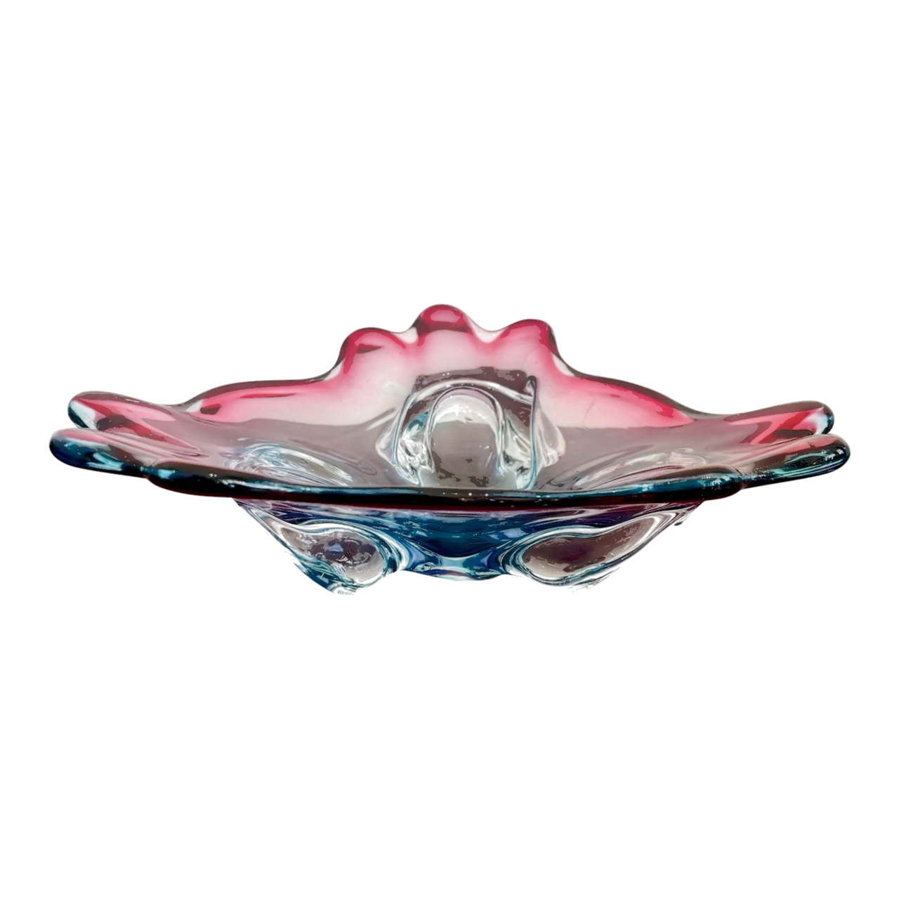 Vintage Boho Art Glass Dish After Murano