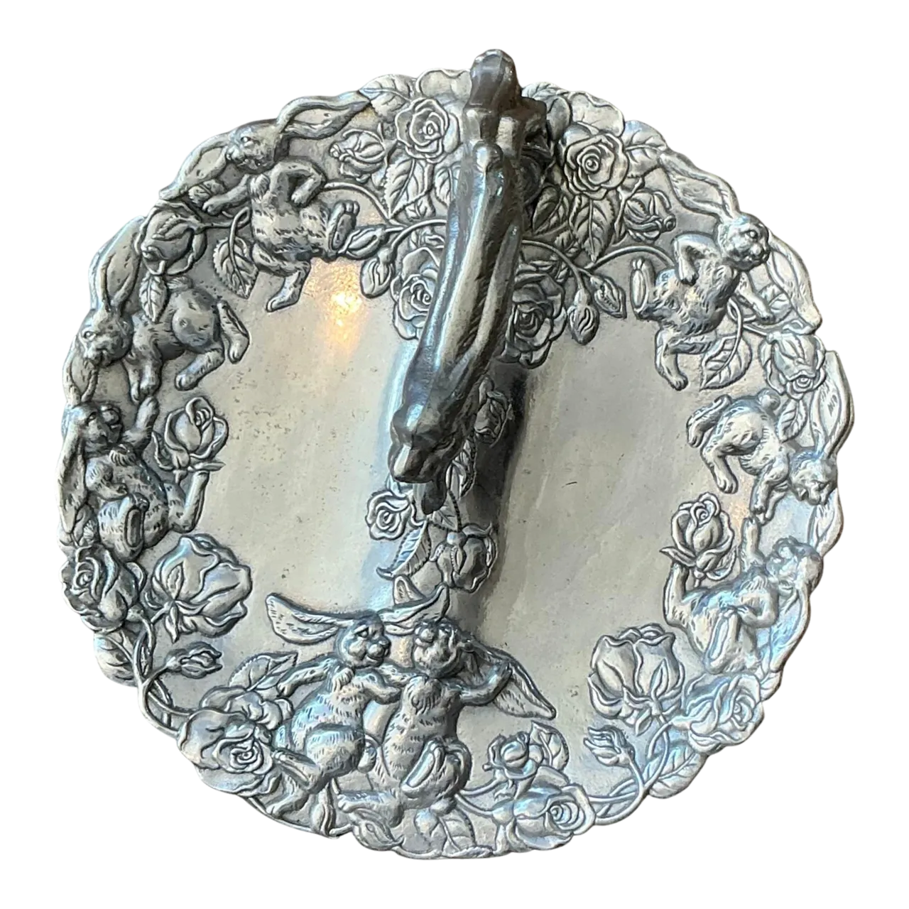 Vintage Boho Arthur Court Pewter Leaping Hare Serving Tray