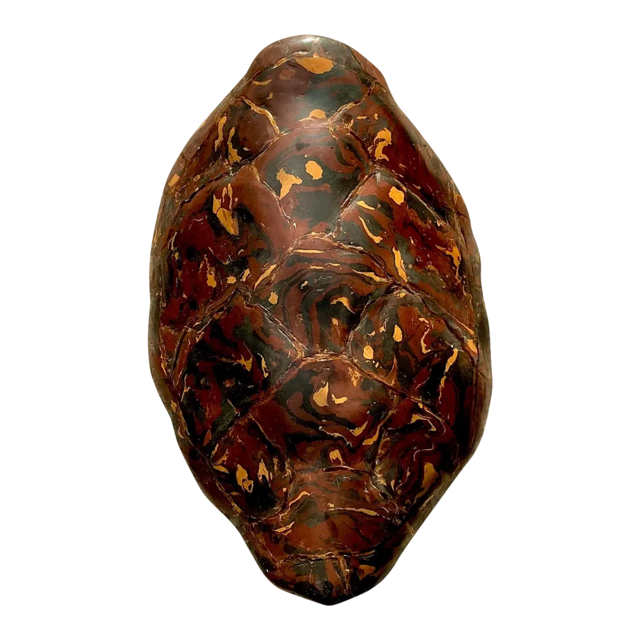 Vintage Boho Artisanal Pigmented Plaster Scagliola Turtle Shell