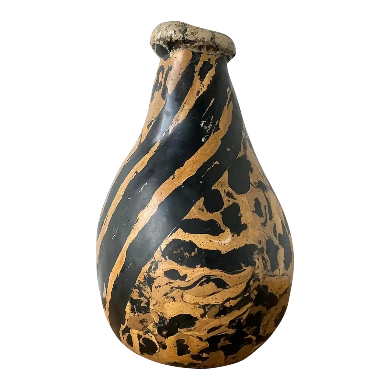 Vintage Boho Artisanal Pigmented Plaster Scagliola Vase