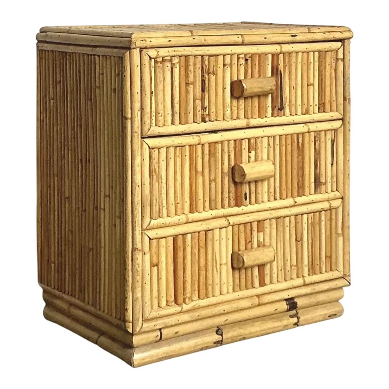 Vintage Boho Bamboo Side Chest