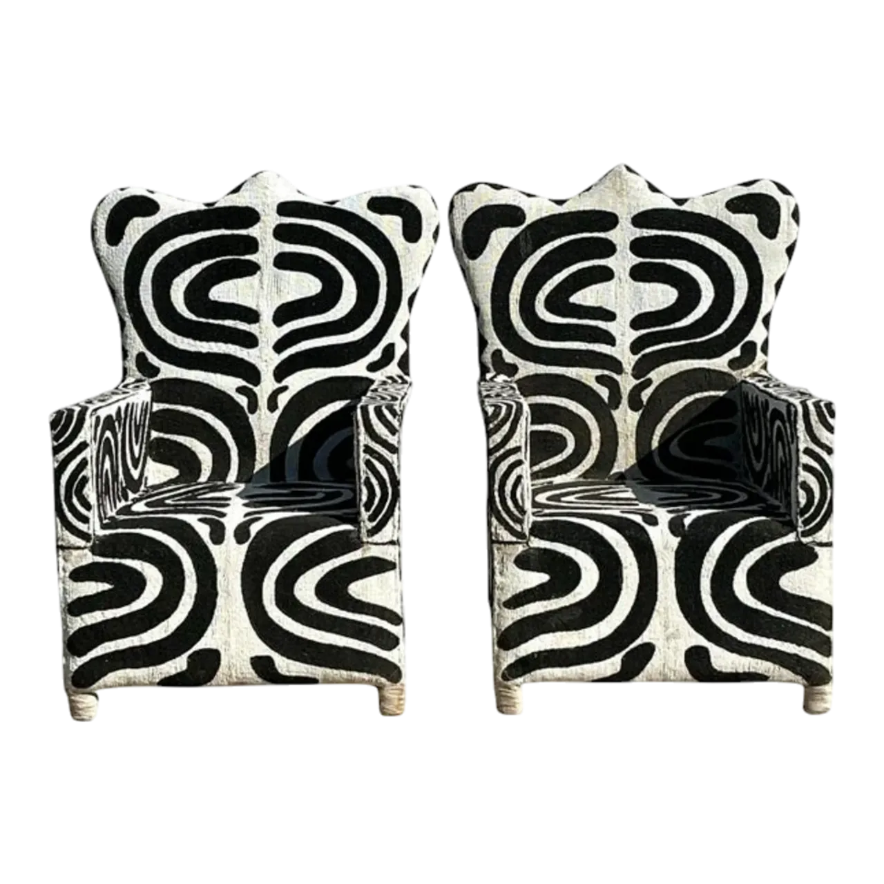 Vintage Boho Beaded Lounge Chairs - a Pair