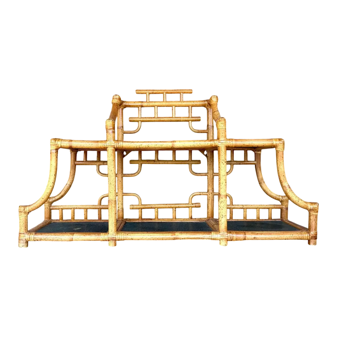 Vintage Boho Bent Bamboo Table Top Etagere