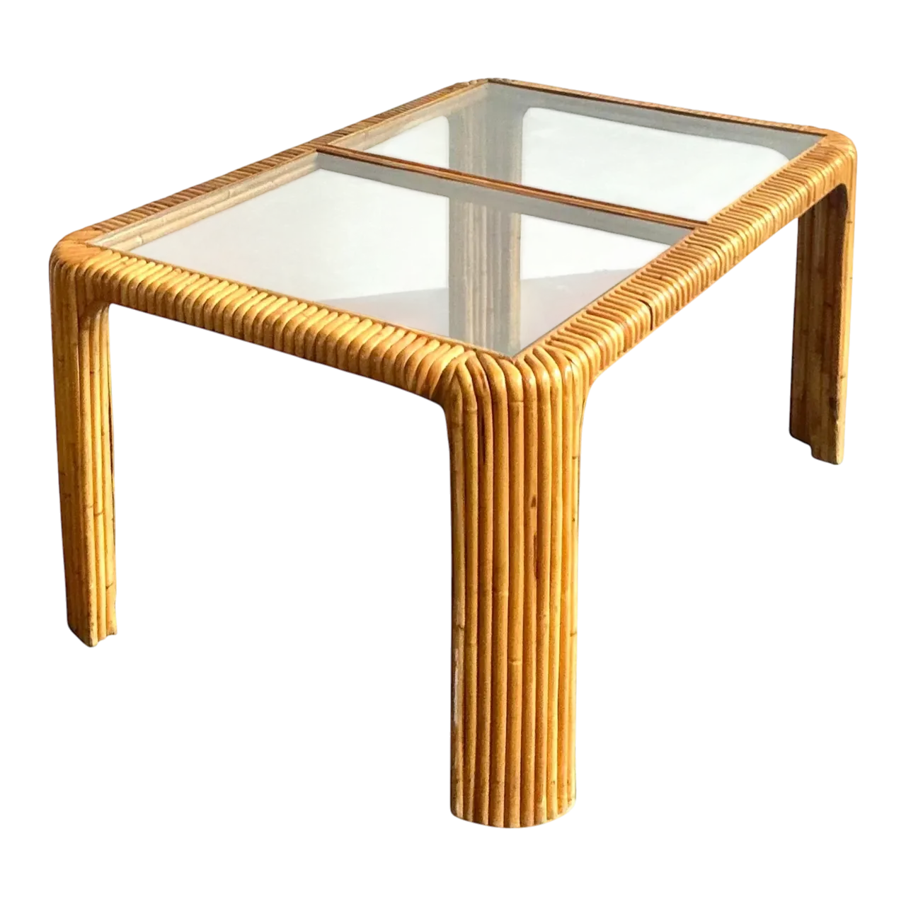 Vintage Boho Bent Rattan Dining Table
