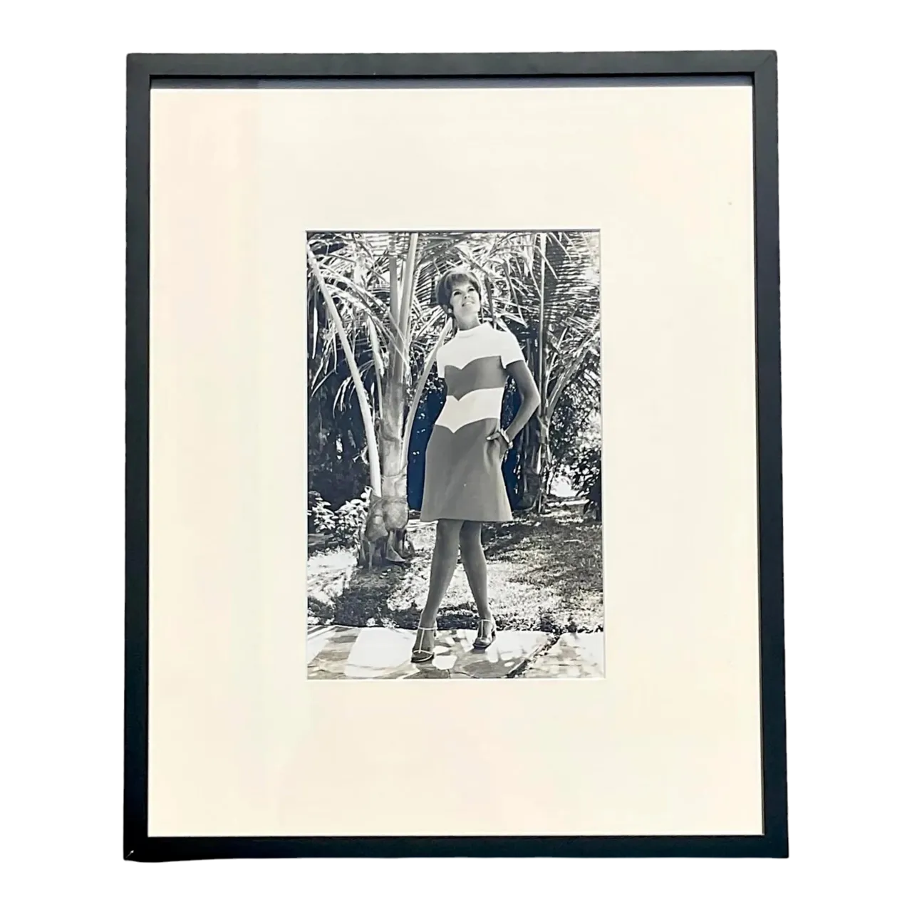Vintage Boho Black and White 70s Fashion Photograph