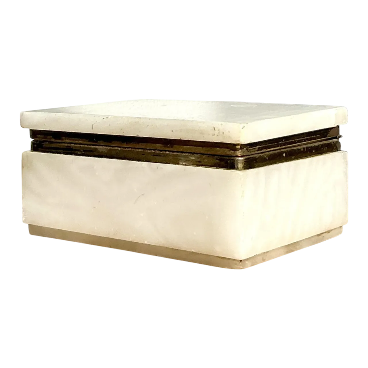 Vintage Boho Brass Trimmed Alabaster Box