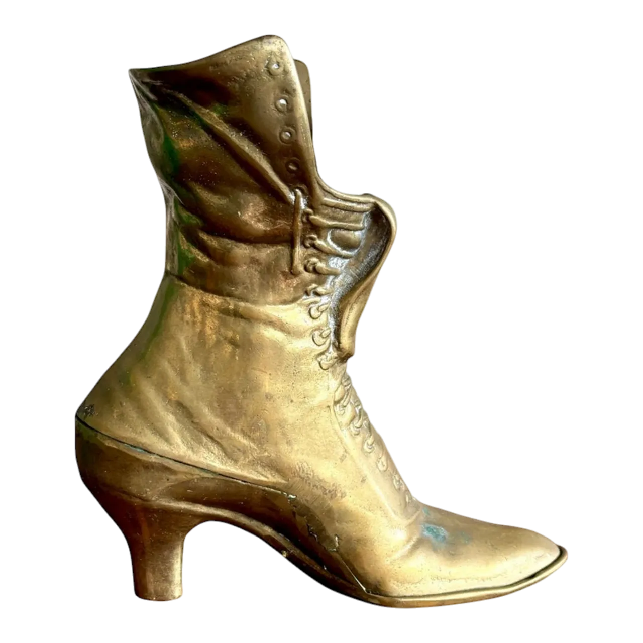 Vintage Boho Brass Victorian Boot Vase
