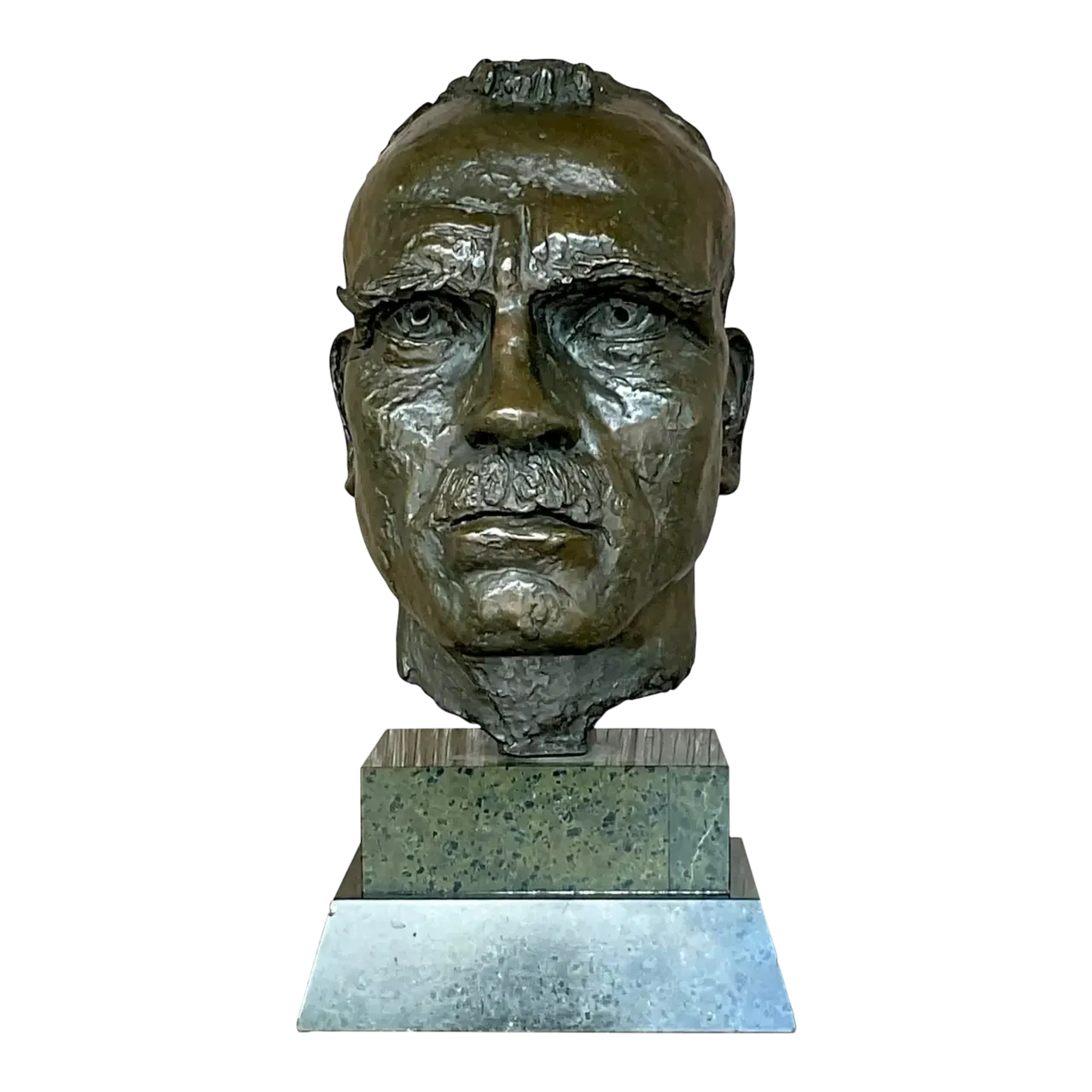 Vintage Boho Bronze Bust of Man After Jacob Epstein