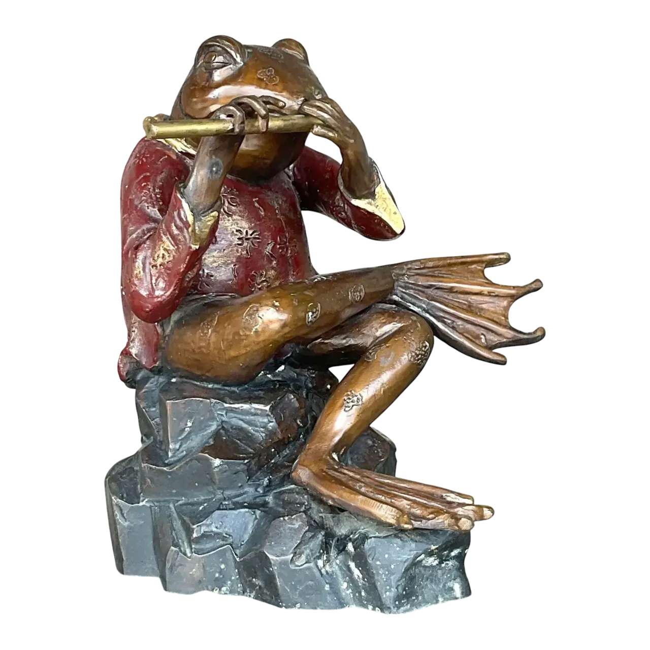 Vintage Boho Bronze Crossed Legged Frog