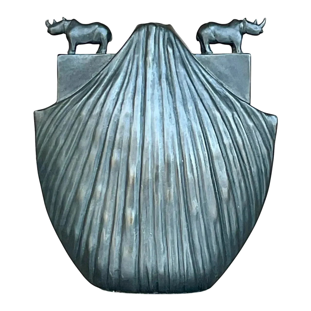 Vintage Boho Bronze Rhino Vase