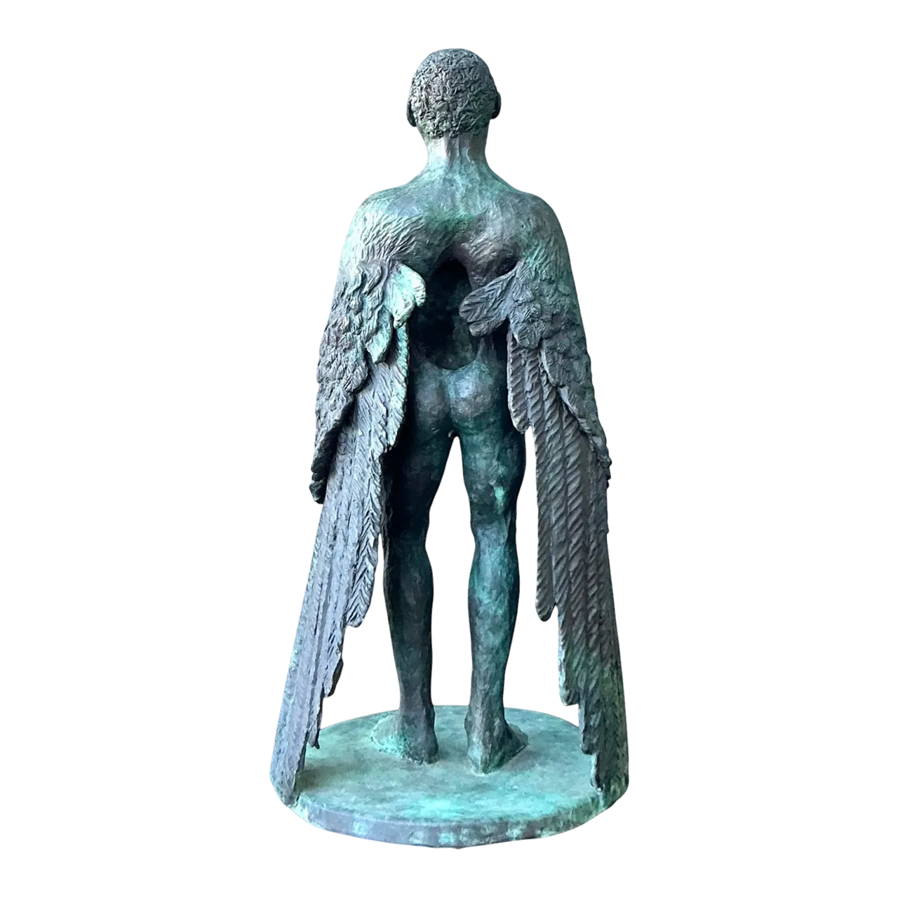 Vintage Boho Bronze Sculpture of Winged Man