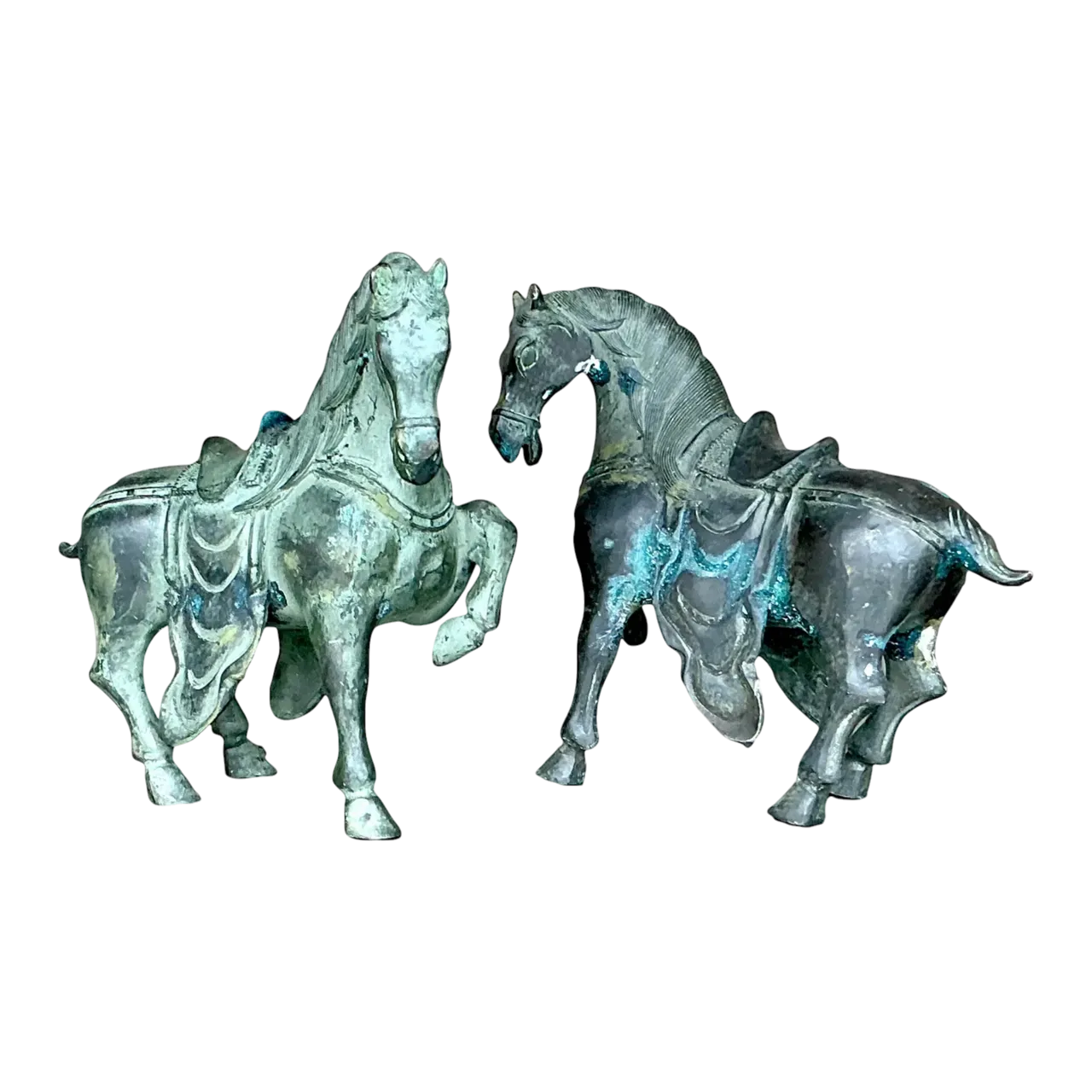 Vintage Boho Bronze Temple Horses - Set of 2