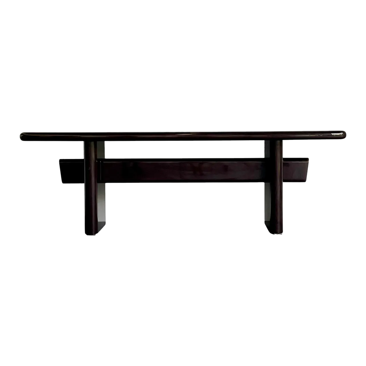 Vintage Boho Brown Lacquered Console Table