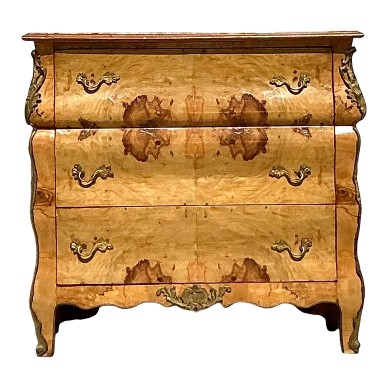 Vintage Boho Burl and Ormolu Chest of Drawers