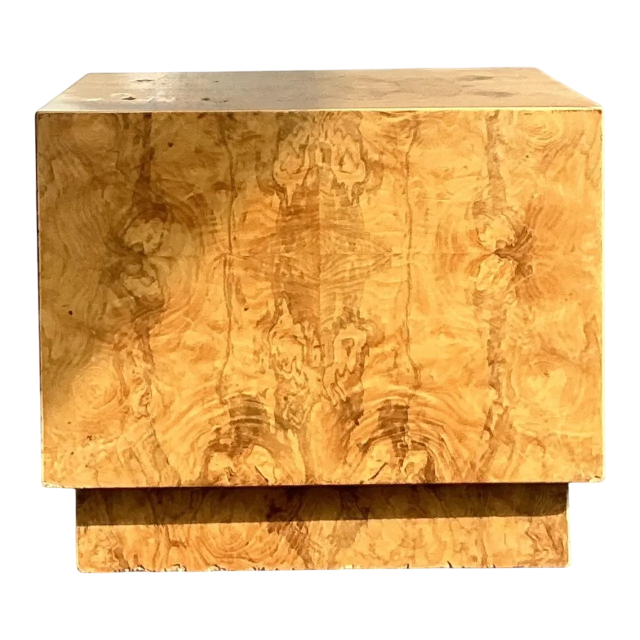 Vintage Boho Burl Wood Cube Side Table