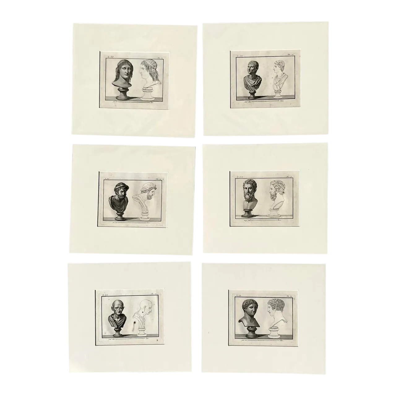 Vintage Boho Bust of Man Original Prints - Set of 6