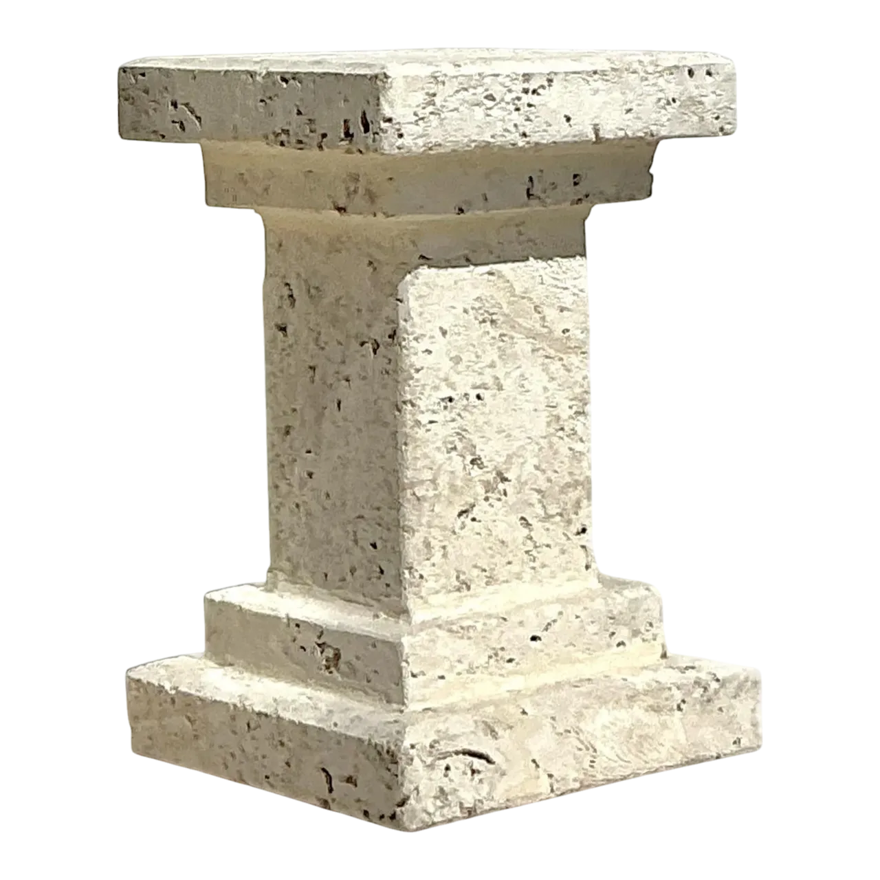 Vintage Boho Carved Coquina Pedestal